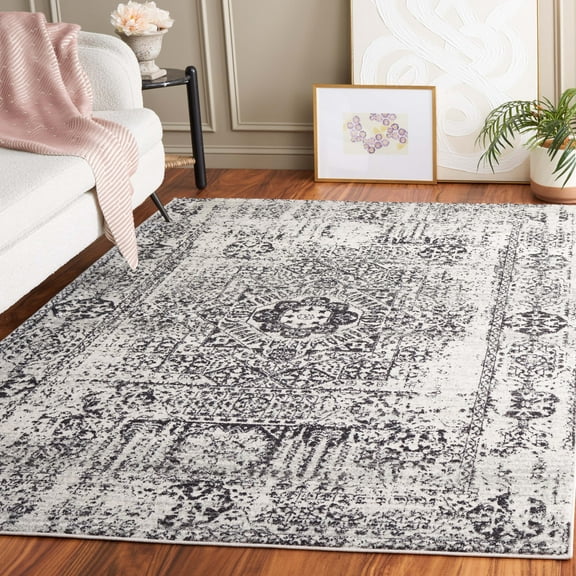 SAFAVIEH Evoke Fullman Bordered Area Rug, Ivory/Black, 6'7" x 6'7" Square