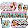 thumbnail image 2 of Decoración de fiesta de caballo con dibujo de espíritu montar a caballo, vajilla desechable, plato de papel, taza, adorno para pastel, suministros para fiesta de feliz cumpleaños para niños y niñas, 2 of 4