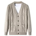 thumbnail image 4 of JTieacloth Men's Cardigan Sweaters Men Thick Knit Cardigan Shape Loose Casual V Neck Sweater Coat(Beige), 4 of 4