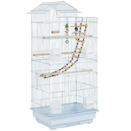 Yaheetech 39'' Large Parrot Cage Metal Bird Cage Canary Cockatiel w/Toys,White