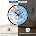 thumbnail image 5 of Voice Activated Clock with Glow Light 12 Inch Large Silent Wall Clock Battery Operated for Home Decor Cartoon Unicorn Sitting on A Cloud, 5 of 8