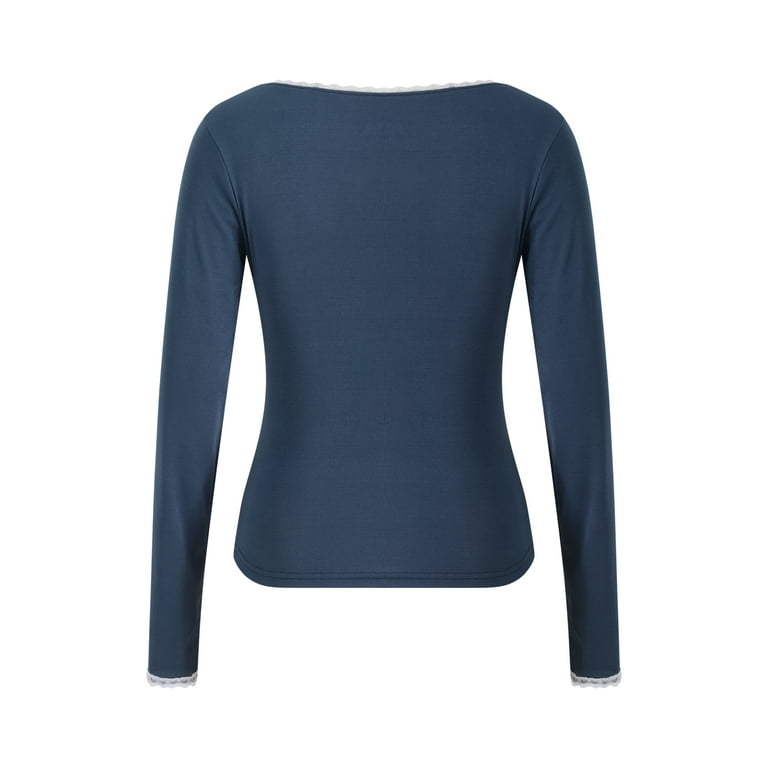 Cotton Patchwork Lace Round Neck Long Sleeve Blouses Cotton Patchwork Lace Round Neck Long Sleeve Blouses