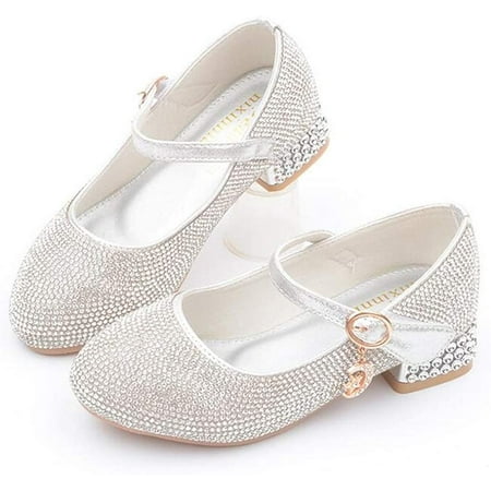 

Girls Sparkle Rhinestone Mary Jane Ballet Ballerina Flats Low Heel Princess Cosplay Performance Dress Shoes
