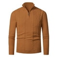 thumbnail image 2 of Handshe Men's Solid Color Lapel Knitted Pullover - Warm Casual Long - Sleeved Winter Top, 2 of 9