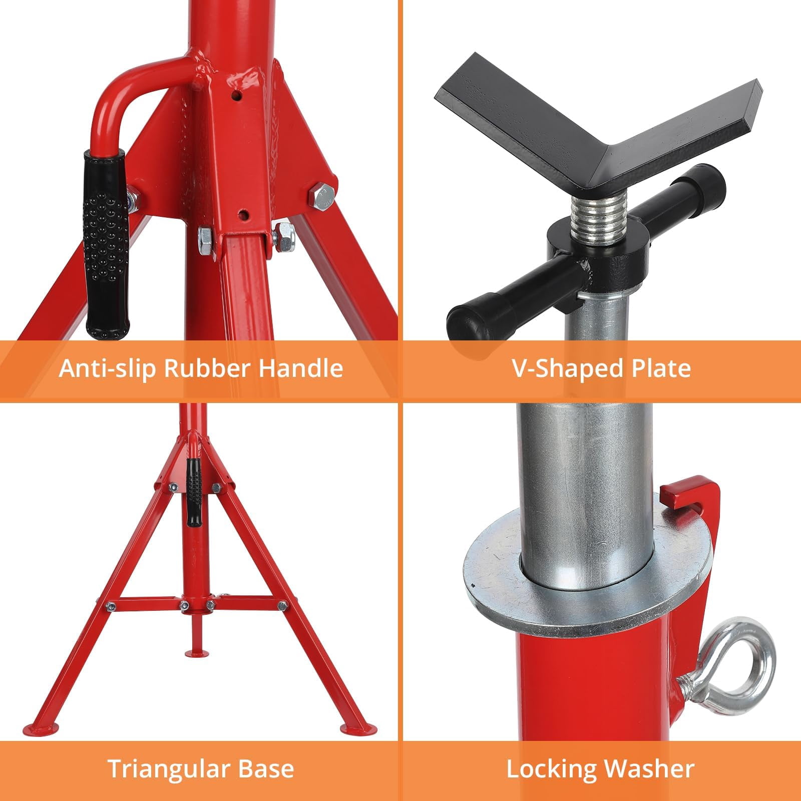 Red 2-Pack 2500LBS Adjustable Folding Pipe Jack Stands