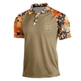 thumbnail image 3 of Havenx Mens 250th Anniversary Usa Shirt American Flag Print Camo Shirt Short Sleeve Button Golf Shirt Lapel Patriotic Independence Day 4th Of July Causal Tops,Coffee L, 3 of 4