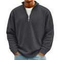 thumbnail image 2 of Qwertyu Quarter Zip Mock Neck Sweatshirt for Men Plus Size Corduroy Oversized Sweatshirt Big And Tall Casual Pullover Tops Dark Gray XL, 2 of 6