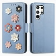 thumbnail image 1 of Nalacover Wallet Case For Samsung Galaxy S22 Plus,360 Protection Stylish 3D Flowers PU Leather and Soft TPU Shockproof Flip Card Slots Holder Cover with Detachable Wrist Strap.Blue, 1 of 10