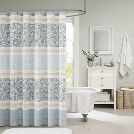 Stella Cotton Shower Curtain Blue