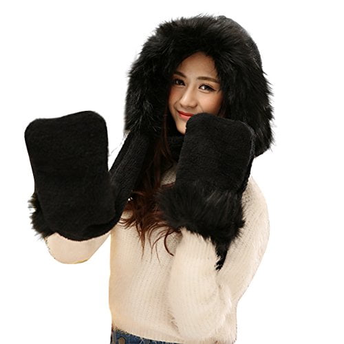 Julvie Women Girl Faux Fur Soft Winter 