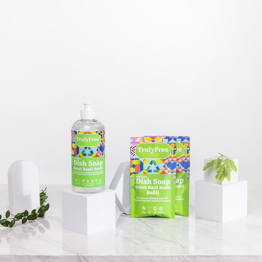 Truly Free Refillable NonToxic Dish Soap (2Pack); Liquid Dish Soap
