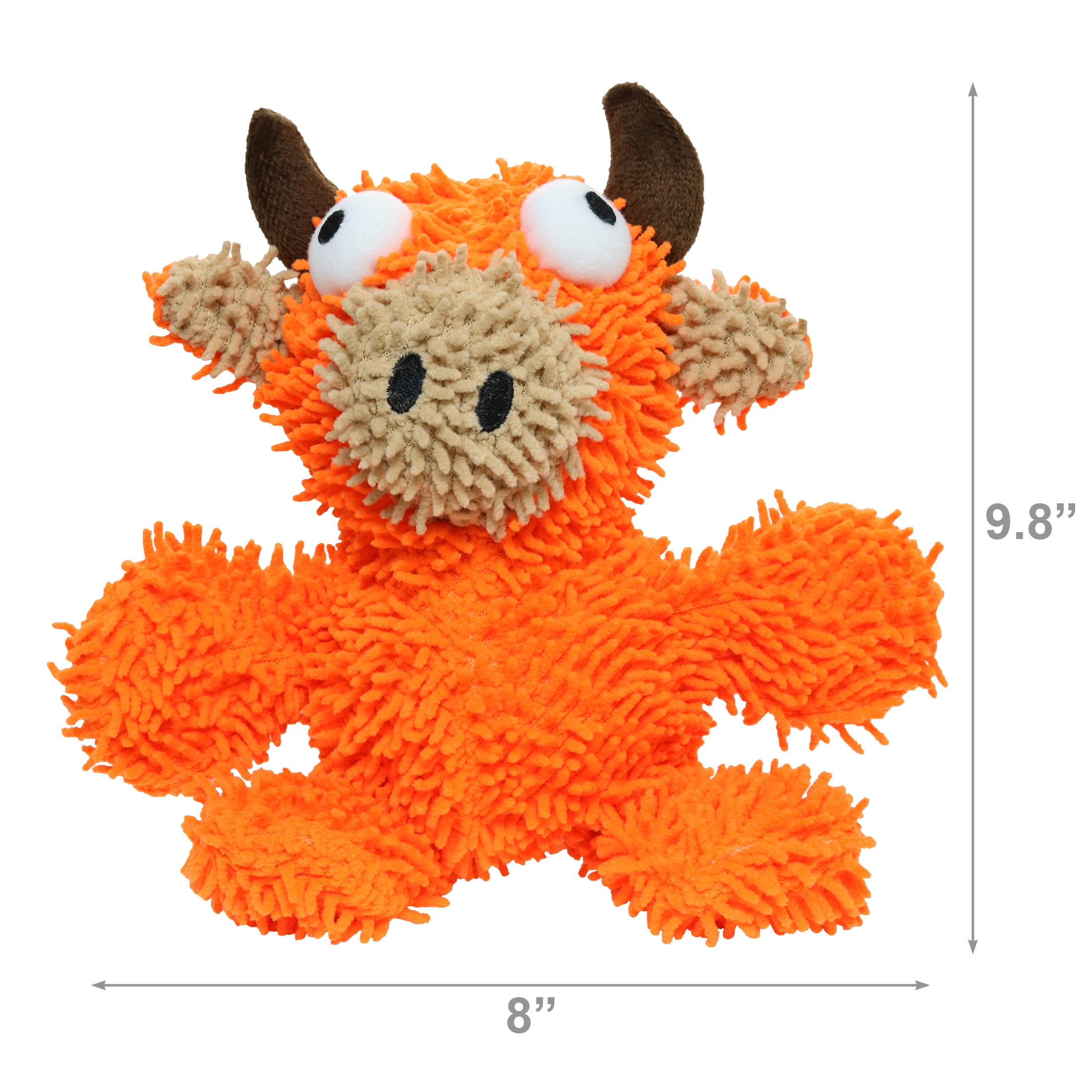 Mighty Microfiber Ball Med Bull Orange Durable Plush Squeaky Dog Toy