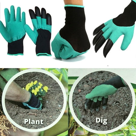 Binmer? 1 pair new Gardening Gloves for garden Digging Planting with 4 ABS Plastic