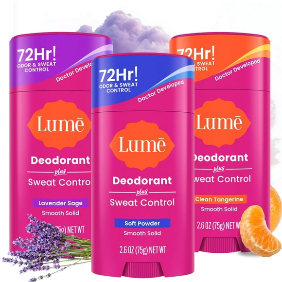 Lume Deodorant Plus Sweat Control - Smooth Solid Stick - Maximum Strength Antiperspirant - 72 Hour Odor And Sweat Control - Baking Soda Free - 2.6 ounce (Lavender Sage, C
