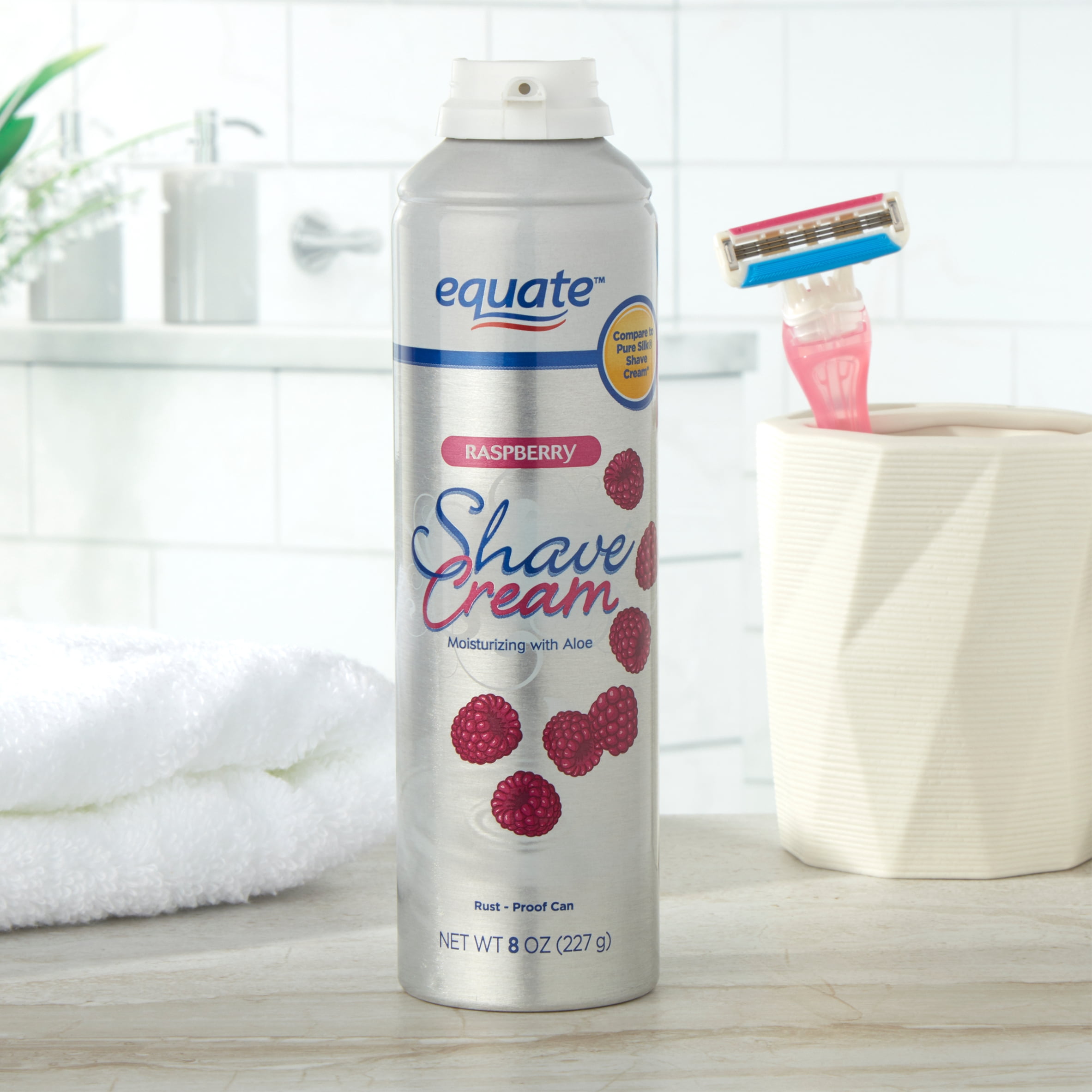 Equate Raspberry Shave Cream, 8 oz