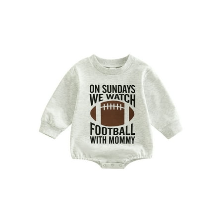 

MissiMae Infant Baby Girls Boys Romper Rugby Letter Print Round Neck Long Sleeve Jumpsuits Spring Autumn Casual Bodysuits
