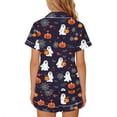 thumbnail image 5 of Mifsaly Big Girls 2 Piece Pajama Sets Halloween Pumpkin Graphic Short Sleeve Button Down Shirts and Shorts Kids Soft Comfortable Sleepwear Holiday Outfits, 5 of 7