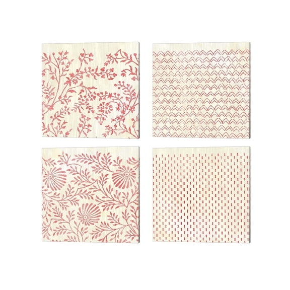 Metaverse June Erica Vess 'Weathered Patternsn Red' Canvas Art (Set of 4)