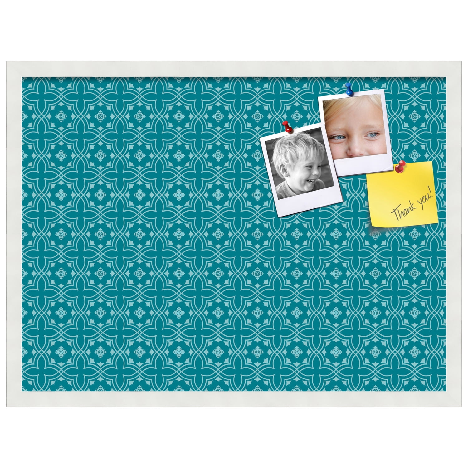 PinPix ArtToFrames 25x18 Custom Cork Bulletin Board    Poster Board Has a Fabric Style Canvas Finish, Framed in Satin White Frame (PinPix-596)