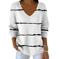 thumbnail image 2 of Khunlpohl Plus Size Striped Tops for Women V Neck Loose Fall Trendy Shirts Casual Fashion Blouse Sweatshirt, 2 of 6