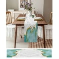thumbnail image 6 of Turquoise Gold Marble Burlap Cotton Table Runner 13x90 Inches Long, Modern Abstract Marble Crack Texture Farmhouse Table Runners, Outdoor Dining Tablecloths Decor for Baby Shower/Party/Wedding, 6 of 6