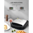 thumbnail image 4 of Sandwich Panini Maker Grilled Cheese, Machine Tuna Melt Omelets Non-stick Cooking Surface, 2 Slice, 750 Watts, Stainless Steel, 4 of 7
