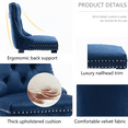 thumbnail image 4 of 27.2 Inch Counter Height Bar Stools with Tufted Velvet Modern Upholstered Bar Stool with Wood Legs Kitchen Stool Chair Padded Seat, Rivet Trim Button and Back Ring Pull(Blue,Set of 8), 4 of 8