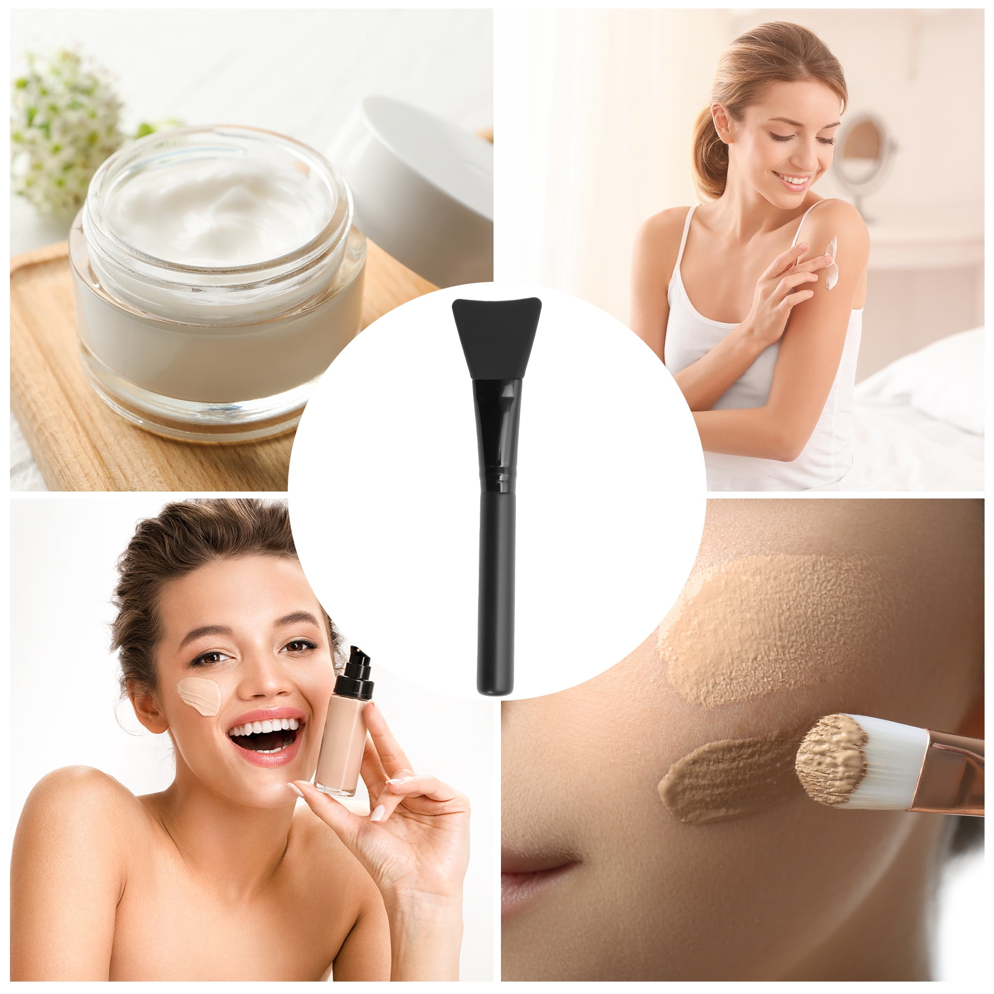 Unique Bargains Lightweight Facial Mask Brush 1 Pc [Small Flat Head] Black