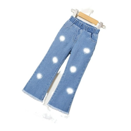 

Heart Print Flare Leg Light Wash Toddler Girls Jeans (Girl s)