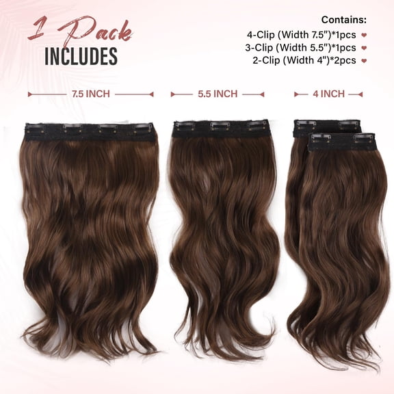 WEIF-Hair Extensions Clip ins - 14 Inch Wavy Synthetic Clip in Hair Extensions For Women And Girls (Color: Light Brown Mix Chocolate Brown)