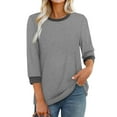thumbnail image 2 of ZJXFGS Tops for Women Trendy Streetwear Shirts 3/4 Sleeve Tops for Women Fall Tees Womens Tops Concert Tops Womens Fall Shirts Boat Neck Tops for Women Gray XL, 2 of 6