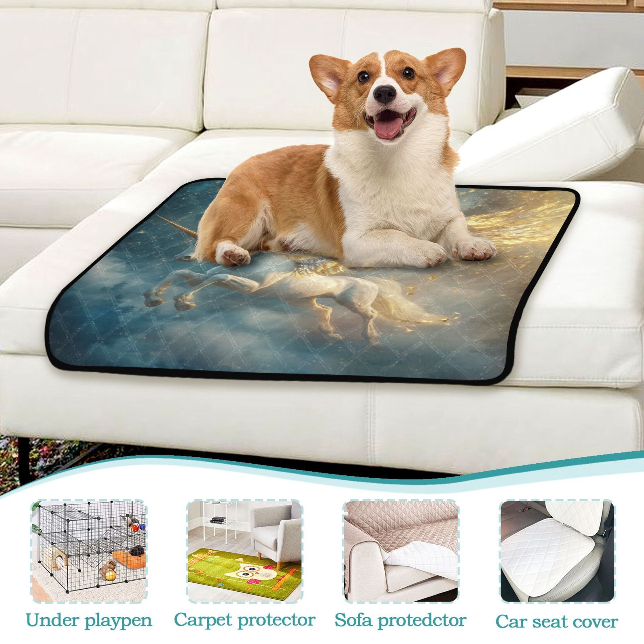 Qxltty Starry Sky Pegasus Cat litter Pads Pet Set of 3 Diaper Mats Center Anti-leakage Layer Absorbent Soft and Comfortable