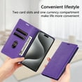 thumbnail image 3 of Dteck for iPhone 12/12 Pro Wallet Case, PU Leather with Card Holder Kickstand Magnetic Flip Shockproof Case 6.1 Inch,Purple, 3 of 6