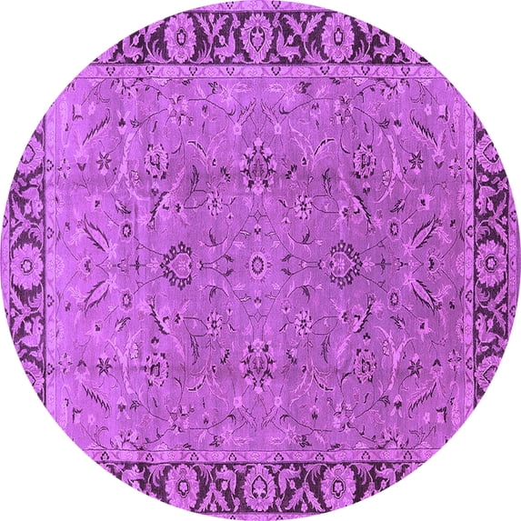 Ahgly Company Indoor Round Oriental Purple Traditional Area Rugs, 5' Round