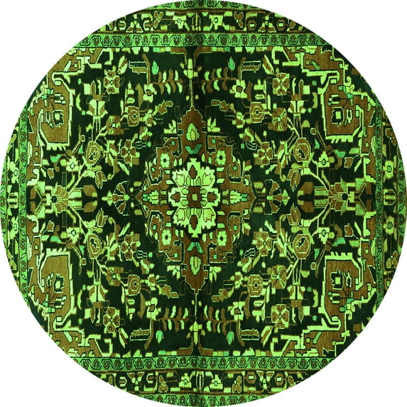 Ahgly Company Machine Washable Indoor Round Persian Green Traditional Area Rugs, 5' Round