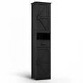 thumbnail image 7 of PORKISS Floor Storage Cabinet, Wood Pantry Cabinet with Doors and Drawer, Freestanding Narrow Bathroom Storage Organizer with Adjustable Shelves for Kitchen, Bathroom, Living Room, Black, 7 of 7