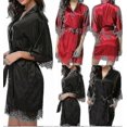 thumbnail image 3 of Satin Robe Wedding Bride Bridesmaid Kimono Dressing Gown Sleepwear Bathrobe Grey S, 3 of 4