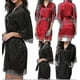 thumbnail image 3 of Satin Robe Wedding Bride Bridesmaid Kimono Dressing Gown Sleepwear Bathrobe Black M, 3 of 4