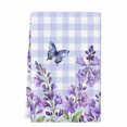 thumbnail image 2 of Purple Flowers Kitchen Towels Set of 1, Butterfly Spring Floral Checkered Farmhouse Absorbent Dish Towels for Kitchen, Microfiber Hand Towel, Quick Drying Tea Towel for Cleaning Decorative Dishcloths, 2 of 7