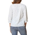 thumbnail image 3 of Blusa Boho de Mujeres INSPIRE CHIC con Estampado Floral, Cuello con Lazo, Manga 3/4, Tops Casual M Blanco Azul, 3 of 6