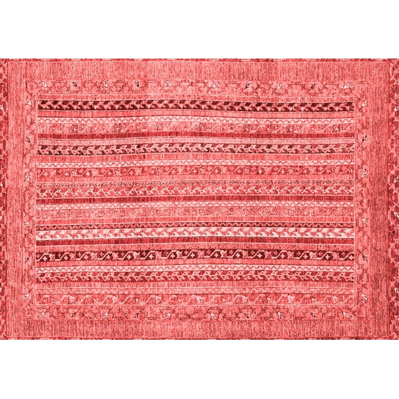 Ahgly Company Machine Washable Indoor Rectangle Abstract Red Modern Area Rugs, 2' x 4'