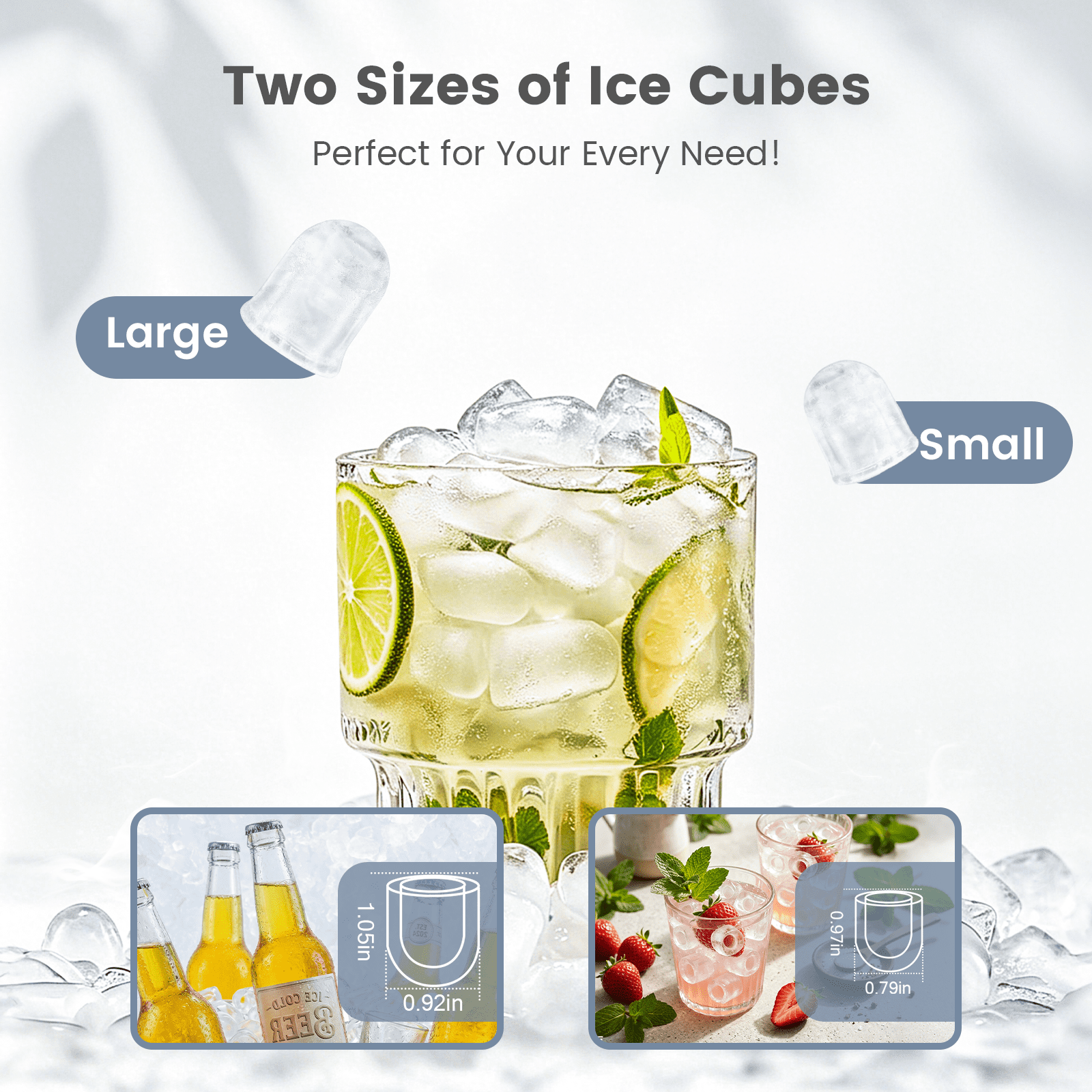 KNDKO Countertop Ice Maker Ice Machine With Handle,Self-Cleaning Ice Makers, 26Lbs/24H, 8 Ice Cubes Ready In 6 Mins For Home/Kitchen/Bar/Party/Camping