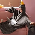 thumbnail image 6 of BWASD Women's Pajama Sets Oversized Soft Furry Goose Blanket Hoodie Cute Duck Onesie Pajamas with Plush Slippers Sleeping Robe Loungewear Home Wear (Dark Gray L), 6 of 9