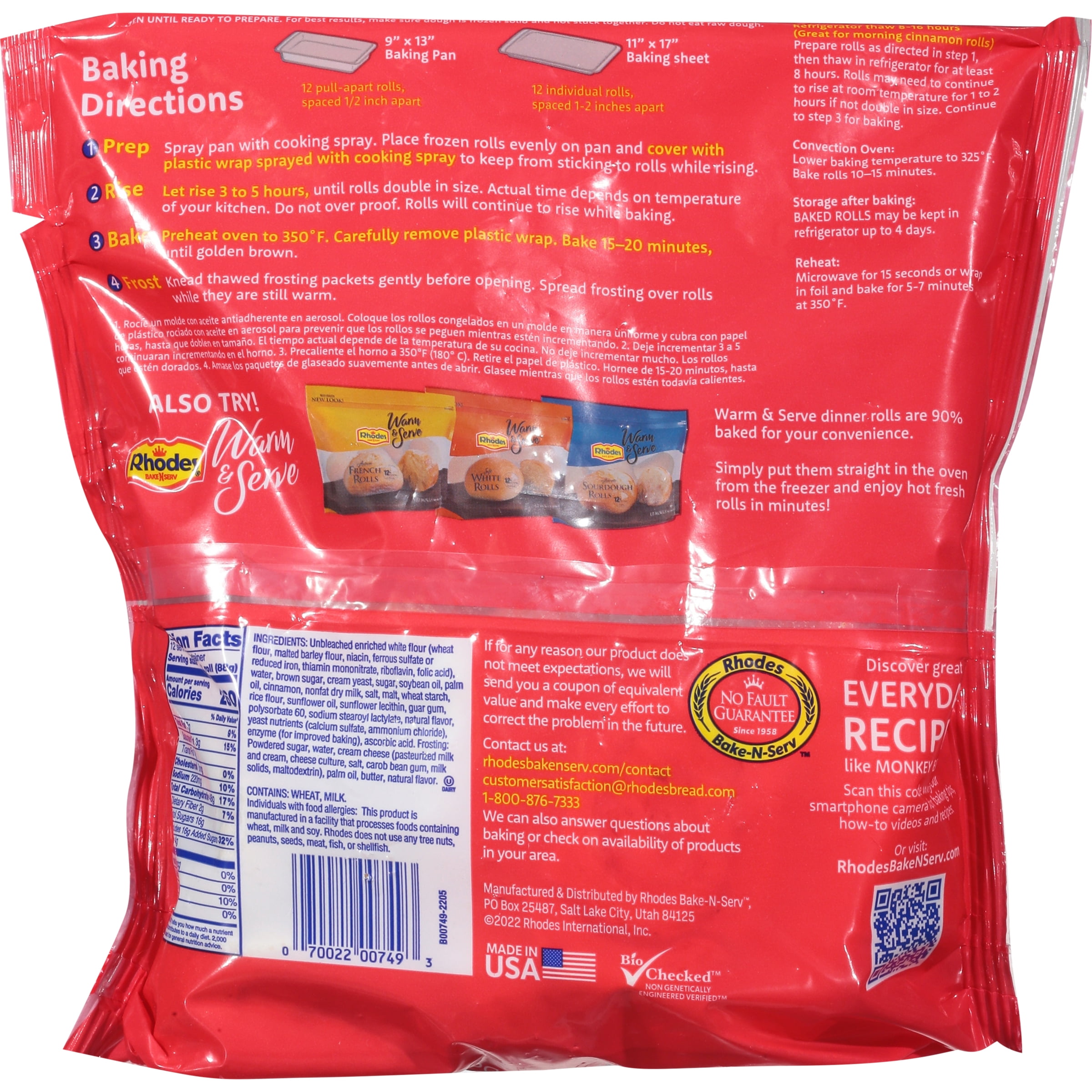 Rhodes Frozen Cinnamon Rolls with Cream Cheese Frosting, 12-Count, 36.6 oz Bag