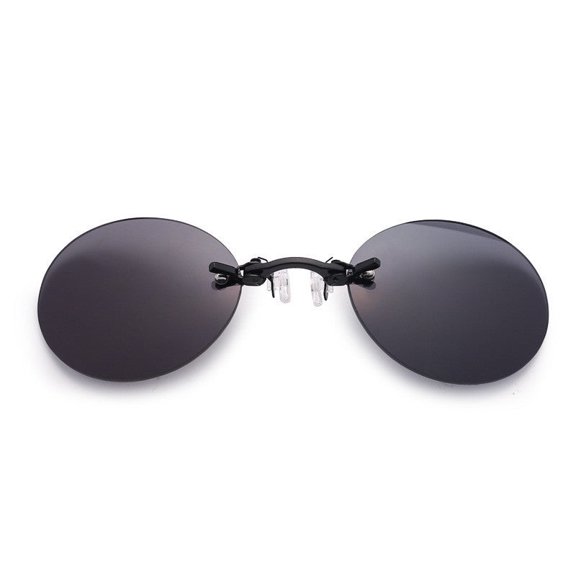 Retro Round Frameless Clip-On Sunglasses for Men and Women, Metal Casual Fashion Eyewear for Parties, Stage, and Everyday Use