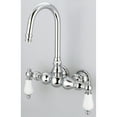 thumbnail image 4 of Water Creation  Chrome Classic 3 3/8-inch Center Wall Mount Tub Faucet with Gooseneck Spout and Straight Wall Connector Hot and Cold labeled porcelain, 4 of 5