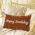 thumbnail image 4 of Happy Birthday Pillow Covers, Linen Long Throw Pillow Case, Brown Modern Abstract Art Holiday Pillow Protector Decorative Cushion Cover for Living Room/Bedroom 12" x 20", 4 of 8