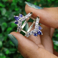 thumbnail image 2 of 0.59CT Tanzanite and White Diamond Ring Guard- Wedding Ring Jacket in 925 Sterling Silver, 2 of 5