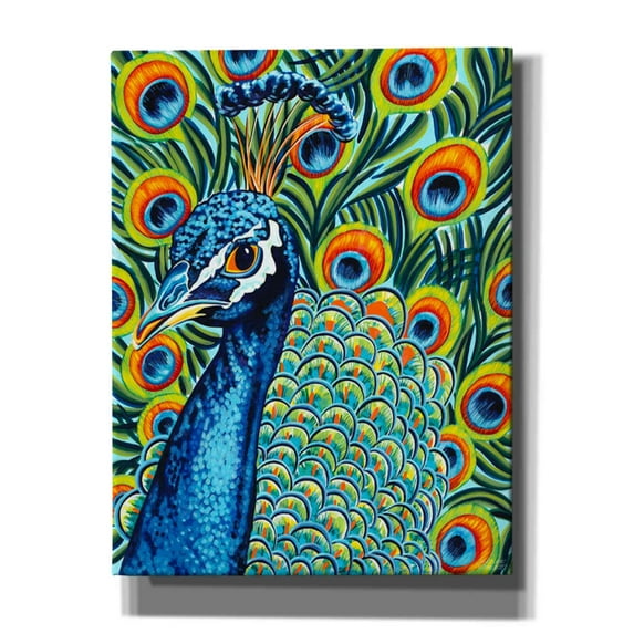 Epic Graffiti 'Plumed Peacock I' by Carolee Vitaletti, Canvas Wall Art, 26"x34"
