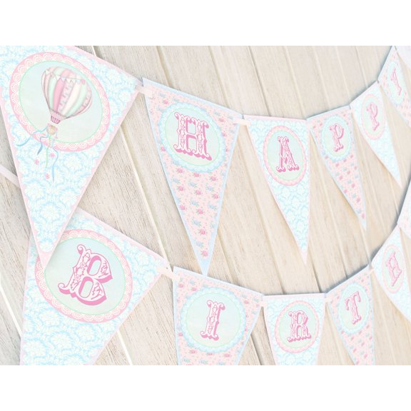 Hot Air Balloon Happy Birthday Banner